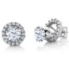 Silver White Zirconia Women Stud Earrings Removable Jackets