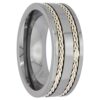 Flat Wedding Band Ring Double Sterling Silver