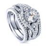 Engagement Wedding Ring Set Sterling Silver Round Cubic Zirconia CZ