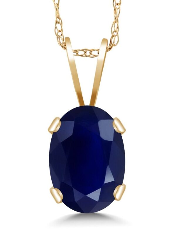 Gem Stone King 14K Yellow Gold Blue Sapphire Pendant