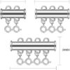 6 Pieces 2/3/4 Strands Layered Lock Necklace Connector