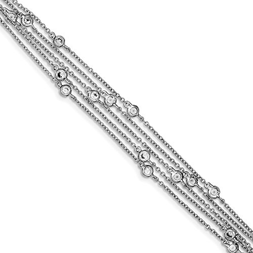 925 Sterling Silver Multi Strand Cubic Zirconia Bracelet