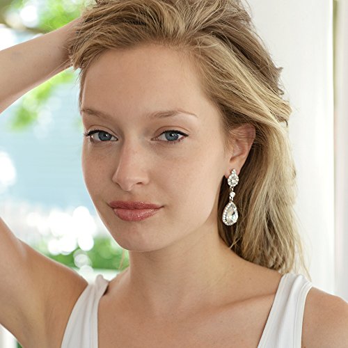 Dazzling Nights with Mariell Gold Teardrop Chandelier Clip-On Earrings - Sparkle at Prom, Wedding, and Special Events