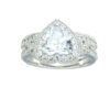 Platinum-Plated Sterling Silver Swarovski Zirconia Heart Antique Ring