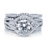 Engagement Wedding Ring Set Sterling Silver Round Cubic Zirconia CZ