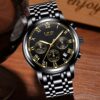 LIGE Man with Date Calendar Gold Black Wristwatch