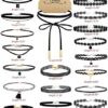 Outee 20 Pcs Black Chokers Necklaces for Women