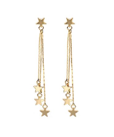 Gold Long Shooting Star Drop Earrings Lucky Star Pendant