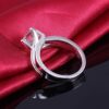 Moissanite Stone Engagement Ring Solitare with Accents Sterling Silver