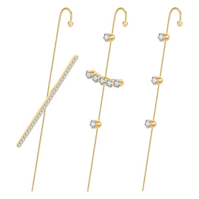 Ear Wrap Earrings - Elegant Crystal Craved Gold-tone