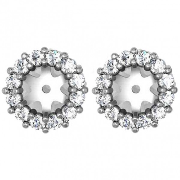 1/2ct Halo Diamond Earring Jackets 14K White Gold