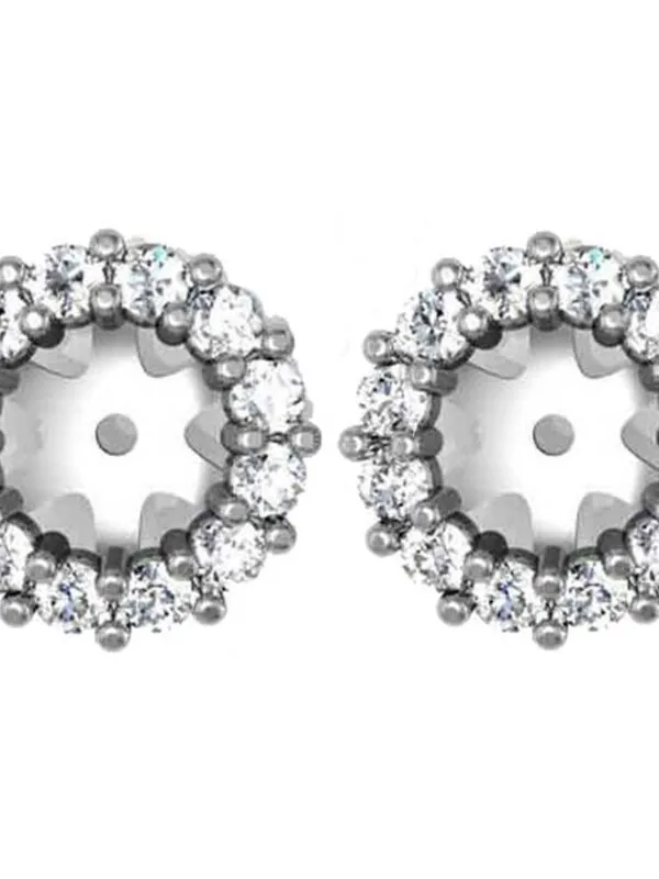 1/2ct Halo Diamond Earring Jackets 14K White Gold