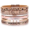 Bracelets Boho Wrap Leather Buckle Multilayer Magnetic Layered