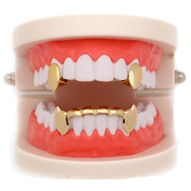 Teeth Grillz 14k Gold Vampire Dracula