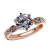 OldSch001 Womens Rose Gold Rings,Six-Prong CZ Diamond