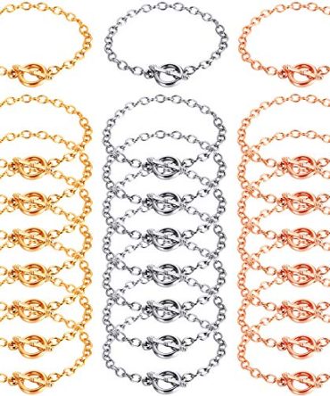 Yaomiao 24 Pieces Chain Bracelets Stainless Steel Bracelet