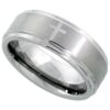 Wedding Band Ring Satined Center Etched Crosses