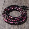 3 Wrap Agate Leather Bracelets: Handmade Boho Bead Bangle for a Touch of Gemstone Elegance