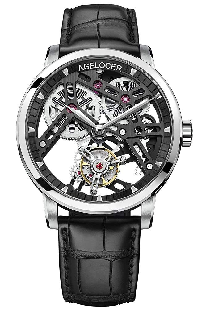 Agelocer Men's Watch Luxury Brand Flying tourbillon Skeleton