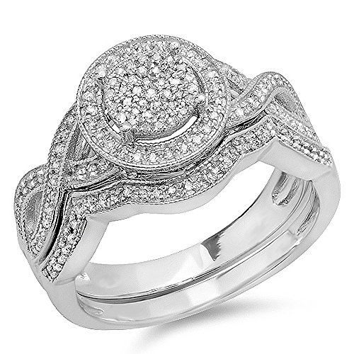 Sterling Silver White Diamond Womens Engagement Ring