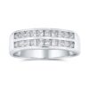 Bling Jewelry Double Row Princess Cut CZ Wedding Band Ring in Sterling Silver, Size 7
