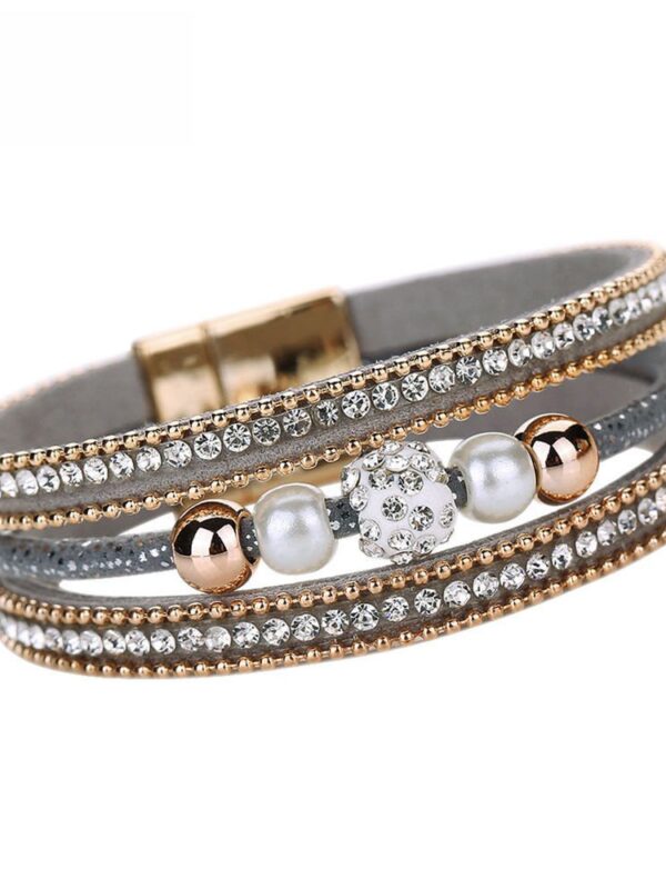Gahrchian Diamond Bracelet Boho Pearl Swarovski Crystal Wrist Cuff Bracelets