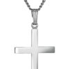 Sterling Silver Polished Cross Pendant Necklace