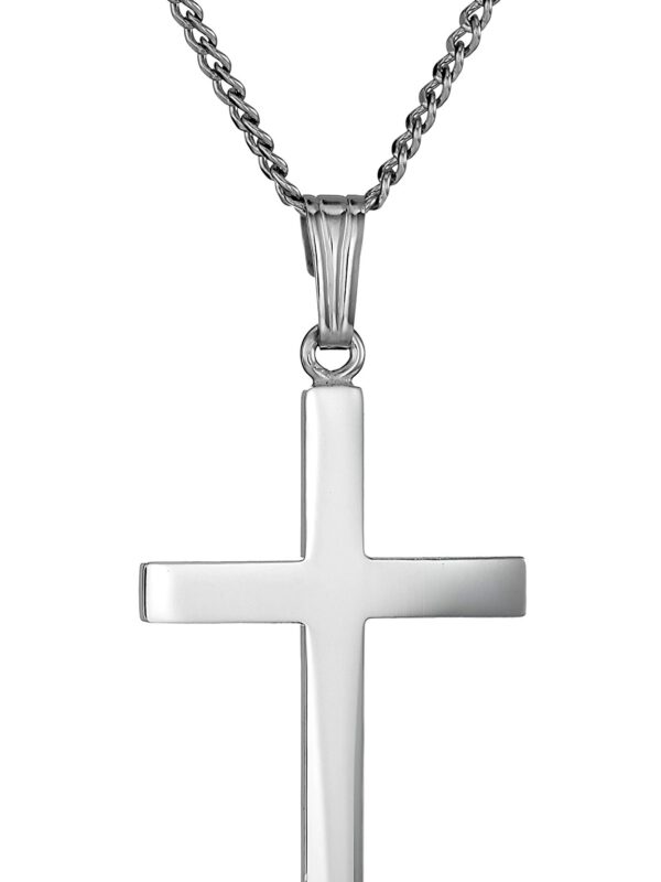 Sterling Silver Polished Cross Pendant Necklace