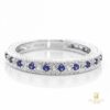 Wedding Band Ring Blue Simulated Sapphire and White Created Sapphire