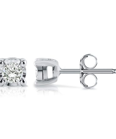 Diamond Wish Sterling Silver Round Diamond Stud Earrings