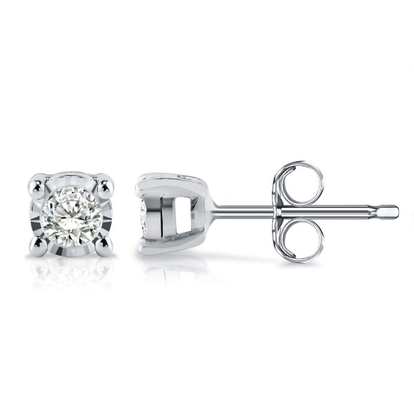 Diamond Wish Sterling Silver Round Diamond Stud Earrings