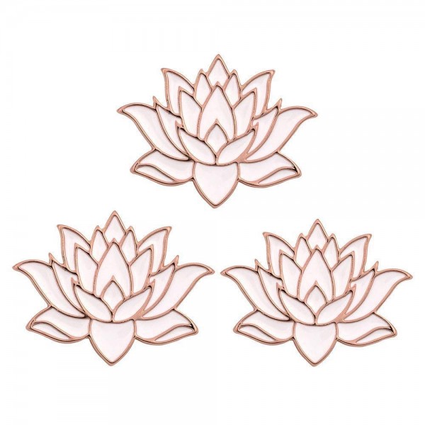 SENFAI 10K Gold Color Cute White Enamel Lotus Pin