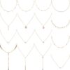 16 Pieces Layered Choker Necklace Adjustable Pendant