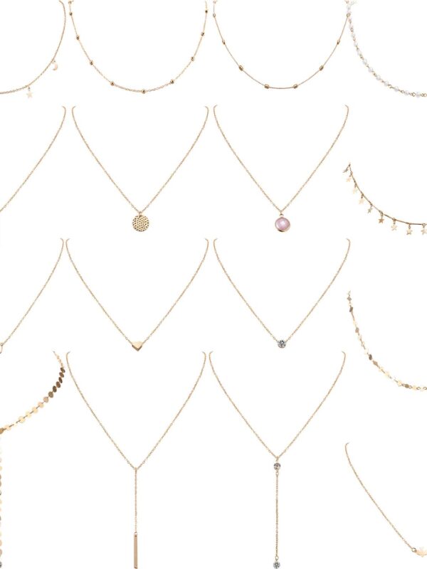16 Pieces Layered Choker Necklace Adjustable Pendant