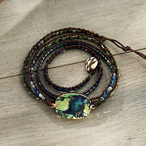Spiritual Harmony Unveiled: Boho Handmade Imperial Jasper Bracelet – A Tranquil Blend of Healing Stones for Men and Women