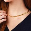 NUZON 14K Gold Choker Necklace for Women – Herringbone Snake Chain, Hypoallergenic & Layered Style