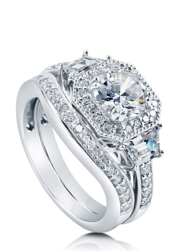 BERRICLE Rhodium Plated Sterling Silver Round Cubic Zirconia