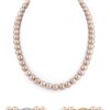 14K Gold 8-9mm AAA Quality Pink Freshwater Cultured Pearl Necklace for Women in 17" Princess Length