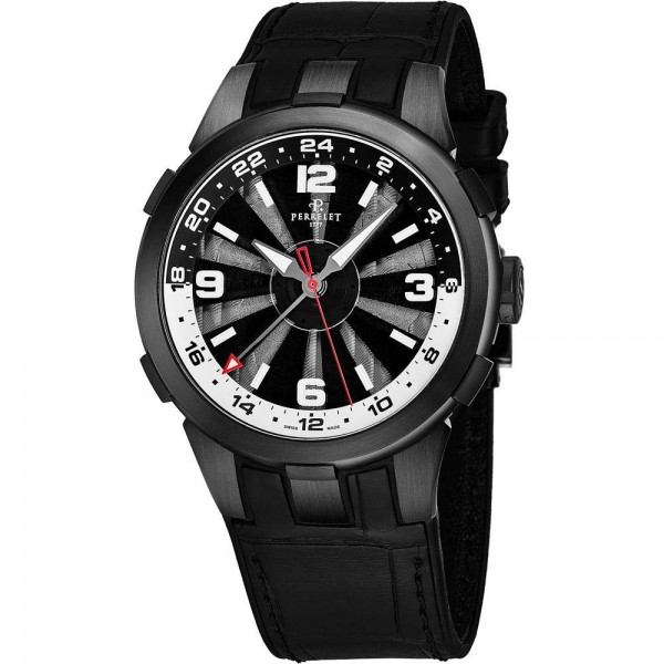 Perrelet Turbine GMT Mens Automatic Watch - 44mm Analog Black