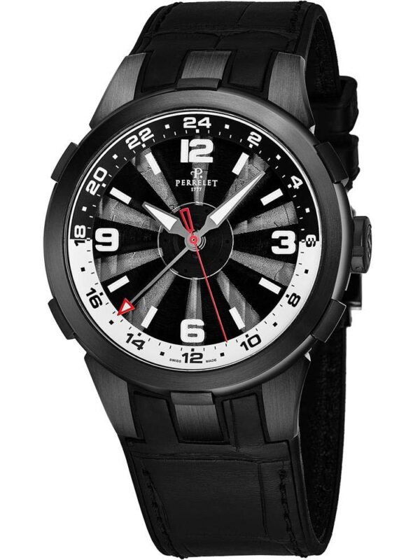 Perrelet Turbine GMT Mens Automatic Watch - 44mm Analog Black