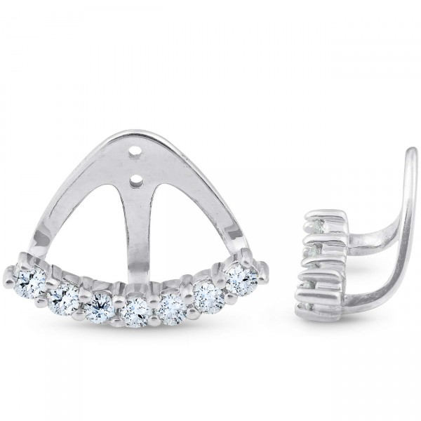 14k White Gold Diamond Stud Earring Jackets