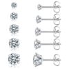 5 Pairs Stud Earrings Set - Hypoallergenic Cubic Zirconia