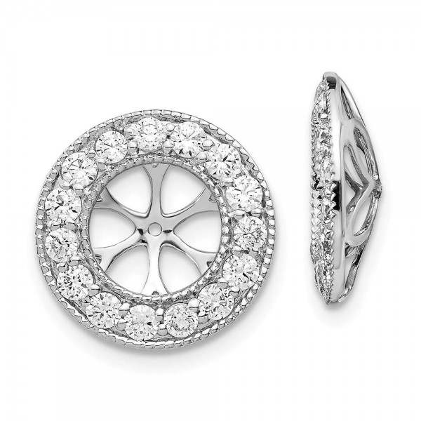 14k White Gold 1ct Diamond Ear Jacket For Studs