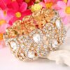 Crystal Teardrop Knot Elastic Stretch Bracelet Clear Gold-Tone