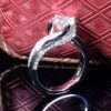 Moissanite Stone Engagement Ring Solitare with Accents Sterling Silver