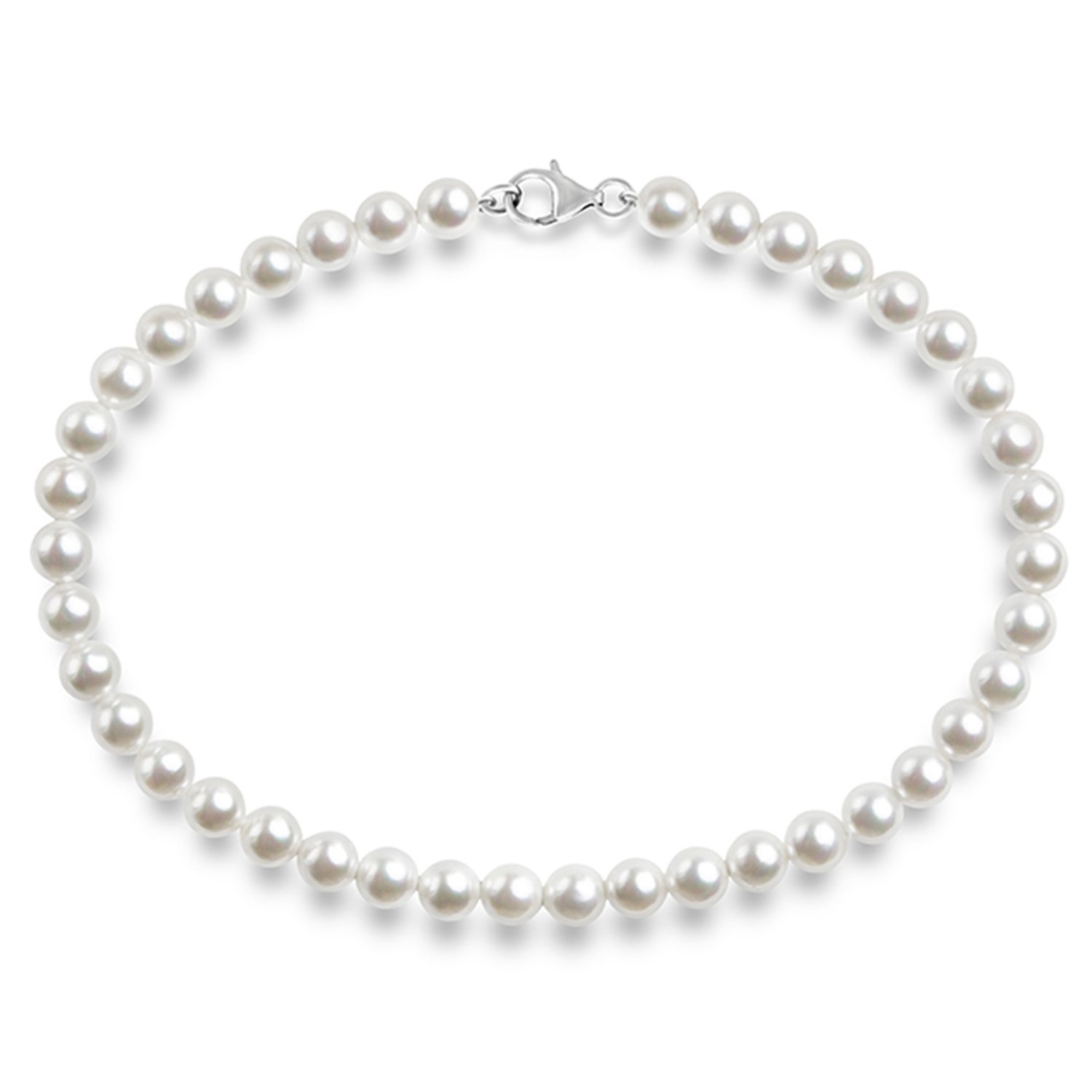 Pearl Choker Round White Simulated Shell Pearl Necklace Strand with ...