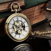 Timeless Elegance: Vintage-Inspired Pocket Watch with Mechanical Movement and Skeletonized Dial
