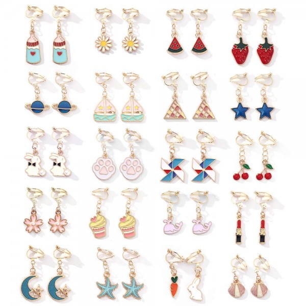 20 Pairs Aassorted Clip on Earrings for Girls
