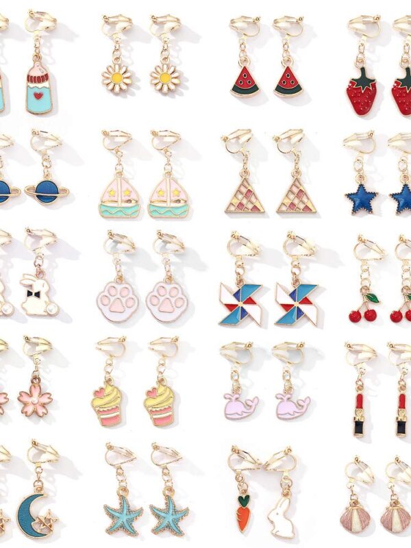 20 Pairs Aassorted Clip on Earrings for Girls