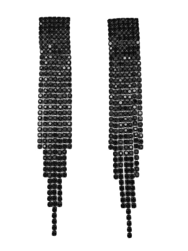 Statement Black Clip On Earrings Extra Long Earrings